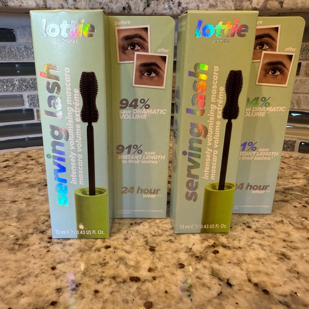 Lottie London Serving Lash, Ultra Volumizing Vegan Black Mascara, 2 pack